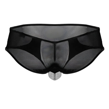 CandyMan 99919 tuxedo briefs black white men’s sheer mesh underwear with transparent plastic front panel