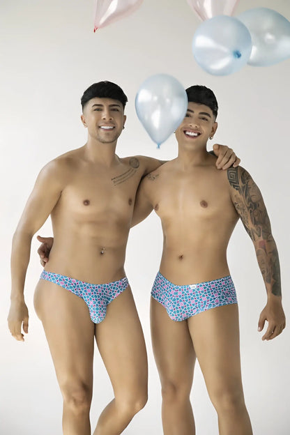 Blue patterned briefs with a geometric design from candyman 99922 trunks color printed blue collection