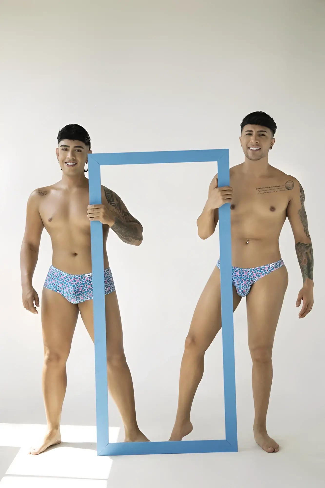 Blue patterned swim trunks candyMan 99922 printed blue design for beach and pool use