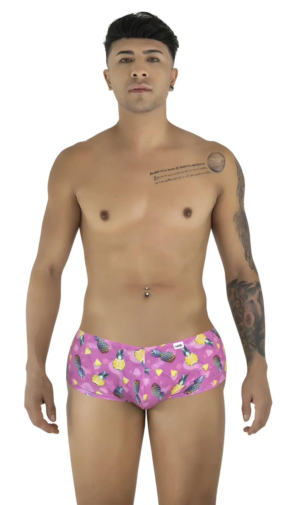Pink candyman 99922 trunks printed mens briefs featuring pineapple pattern and soft breathable fabric