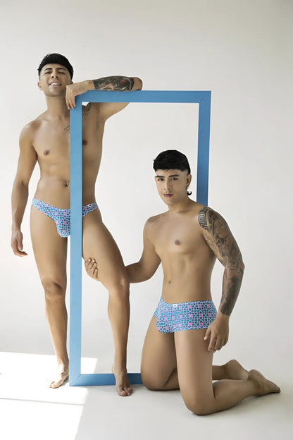Candyman 99923 blue briefs with geometric print pattern made from soft comfortable fabric for everyday wear