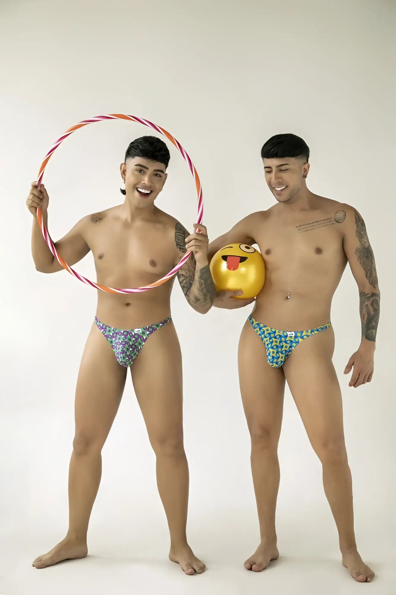 CandyMan 99924 thongs color printed purple featuring a colorful hula hoop with orange and pink stripes