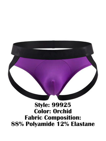 Candidman 99925 jockstrap orchid purple orchid-colored men’s briefs with black waistband made of polyamide elastane