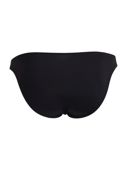 Black sleek candyMan 99928 bikini bottom with smooth form-fitting design shown from the back side