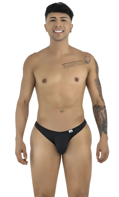 Black candyMan 99928 bikini briefs with a small white logo on the left hip ideal for everyday comfort