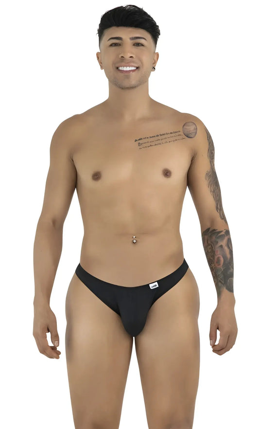 Black candyMan 99928 bikini briefs with a small white logo on the left hip ideal for everyday comfort