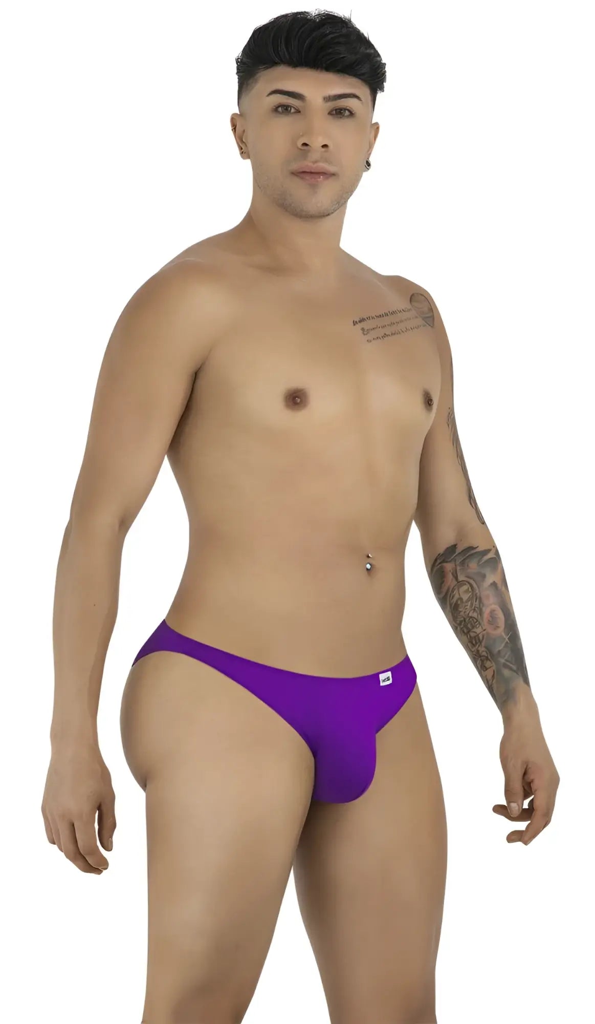 CandyMan 99928 bikini color orchid purple athletic briefs with small white logo on the left hip for activewear