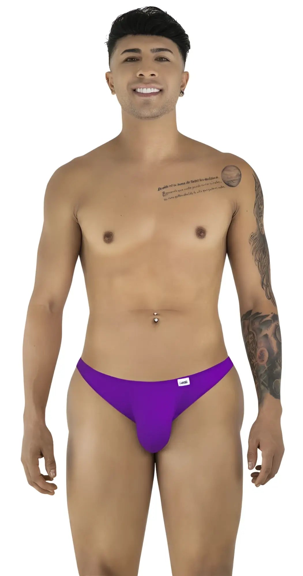 Purple candyMan 99928 bikini briefs with a small white logo on the left hip in orchid color