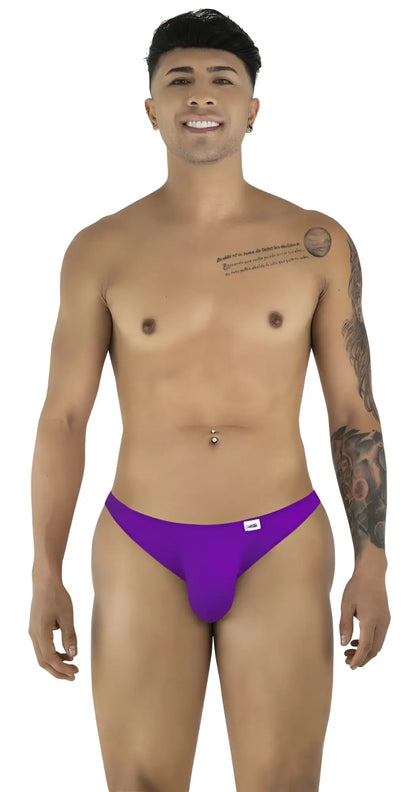 Purple candyMan 99928 bikini briefs with a small white logo on the left hip in orchid color
