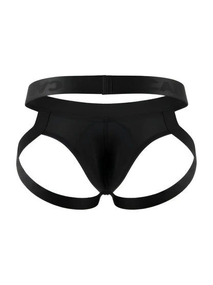 Black candyman 99929 jockstrap briefs with sleek form fitting design and adjustable side straps