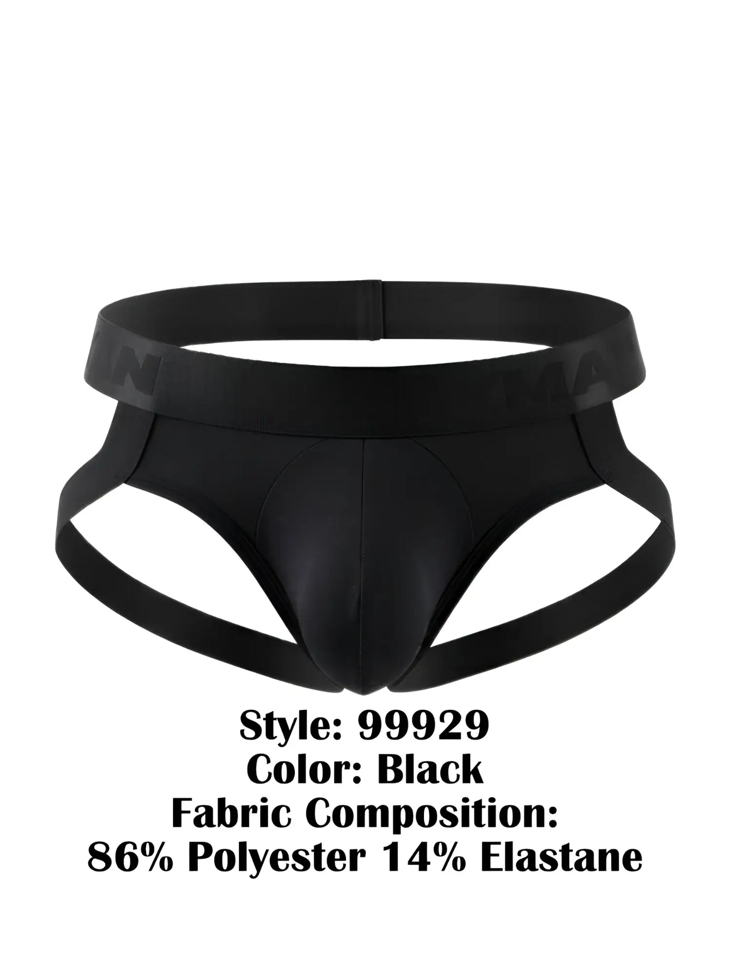 Black mens briefs candyman 99929 jockstrap with sleek form-fitting design and supportive side straps in black