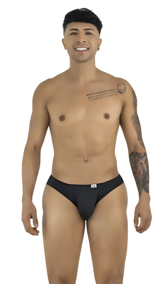Black candyman 99929 jockstrap briefs with a small white logo on the waistband for comfortable support