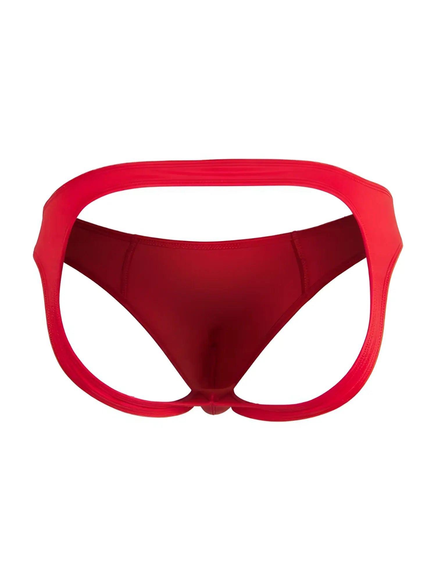 Red candyMan 99929 jockstrap with bold wide waistband and smooth form-fitting fabric in a red bikini bottom style