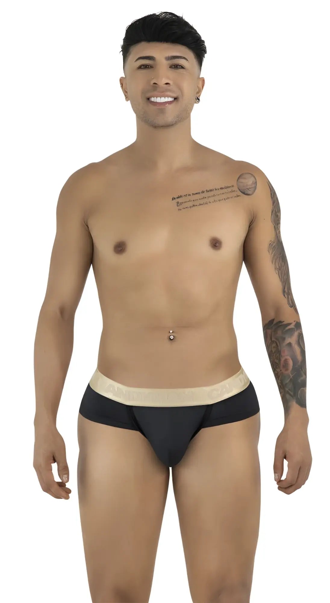 Black briefs with a contrasting beige waistband from CandyMan 99932 offering comfortable everyday wear