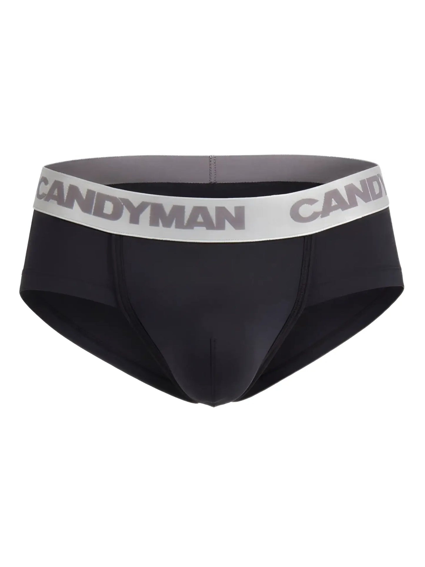 Black candyman 99932 briefs with gray and white waistband featuring bold candyman brand name