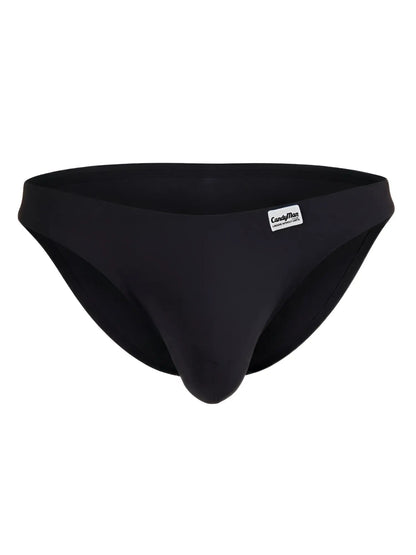 Black candyman 99932 men’s briefs with smooth form-fitting design and small white brand tag on waistband