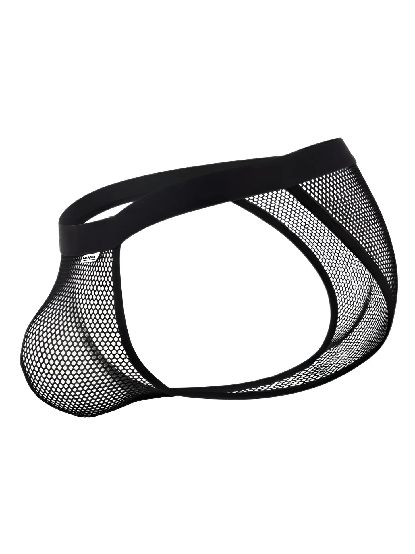 Black mesh briefs with solid elastic waistband from candyman 99933 bikini color black mesh collection front view
