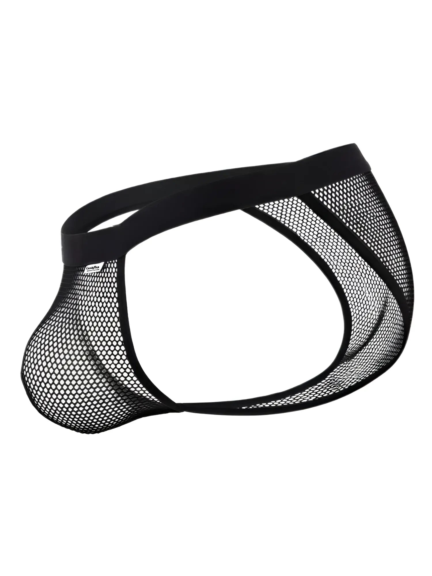 Black mesh briefs with solid elastic waistband from candyman 99933 bikini color black mesh collection front view