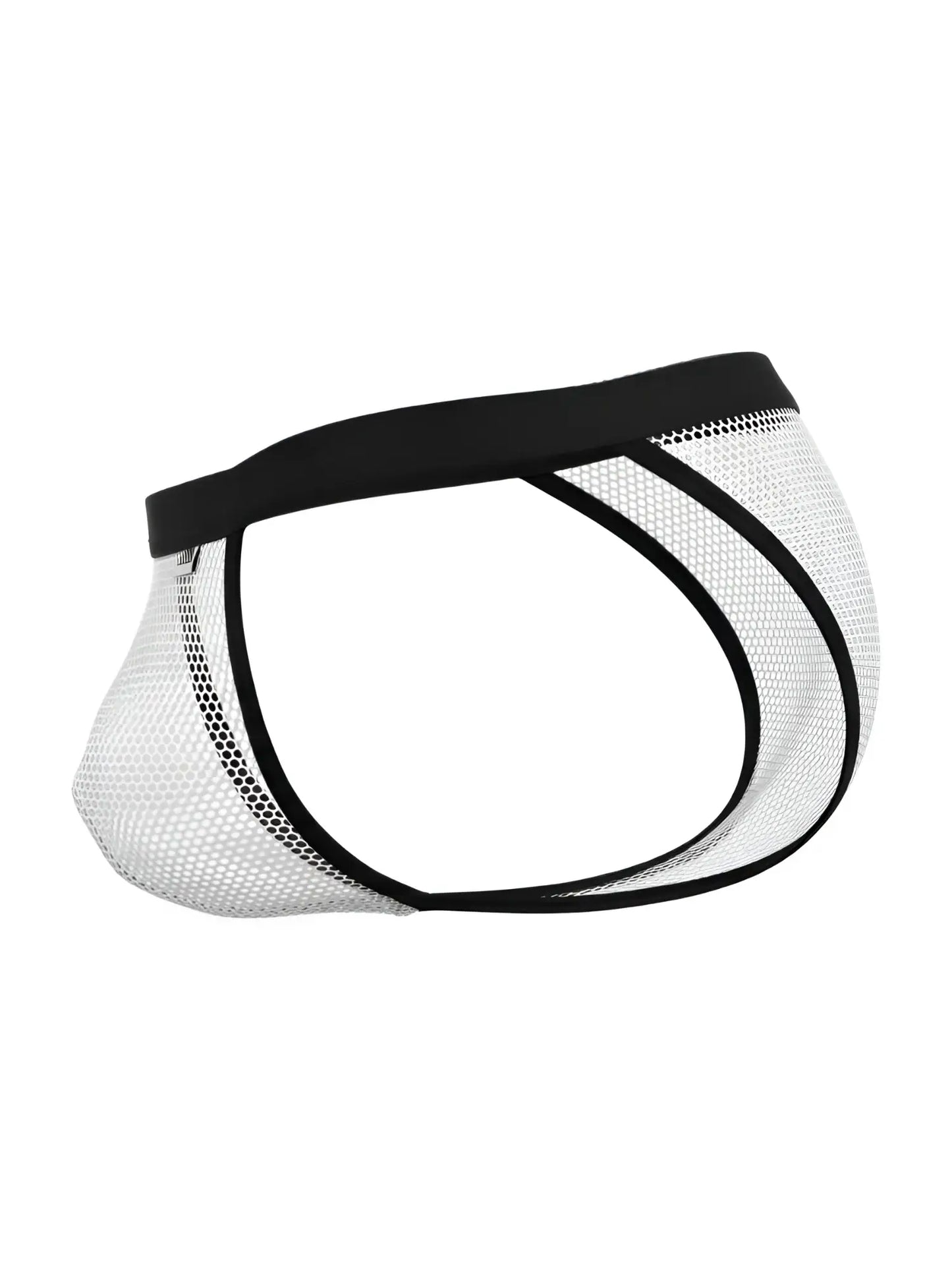 Black and white mesh CandyMan 99933 bikini briefs with solid black waistband for stylish comfort