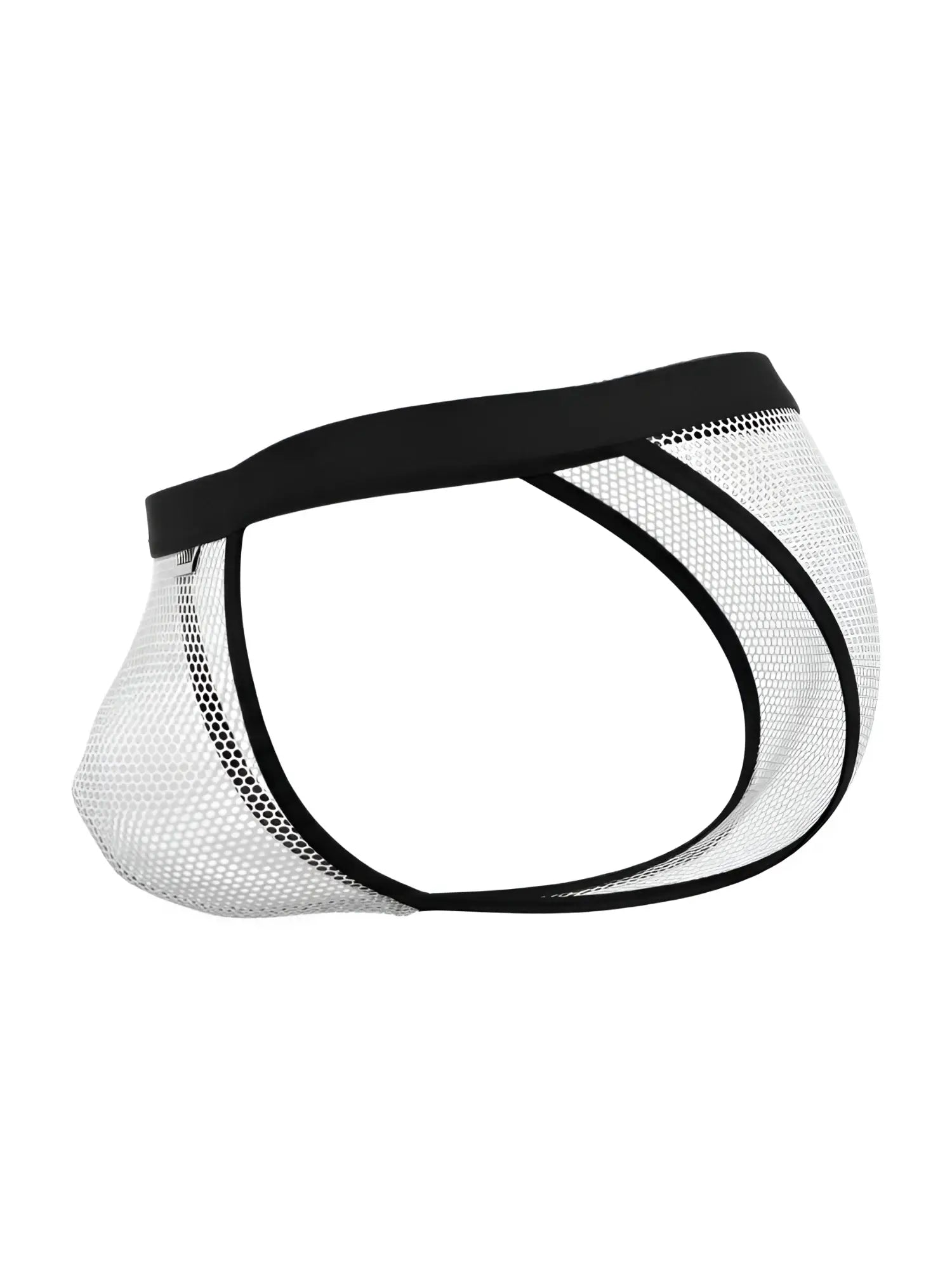 Black and white mesh CandyMan 99933 bikini briefs with solid black waistband for stylish comfort