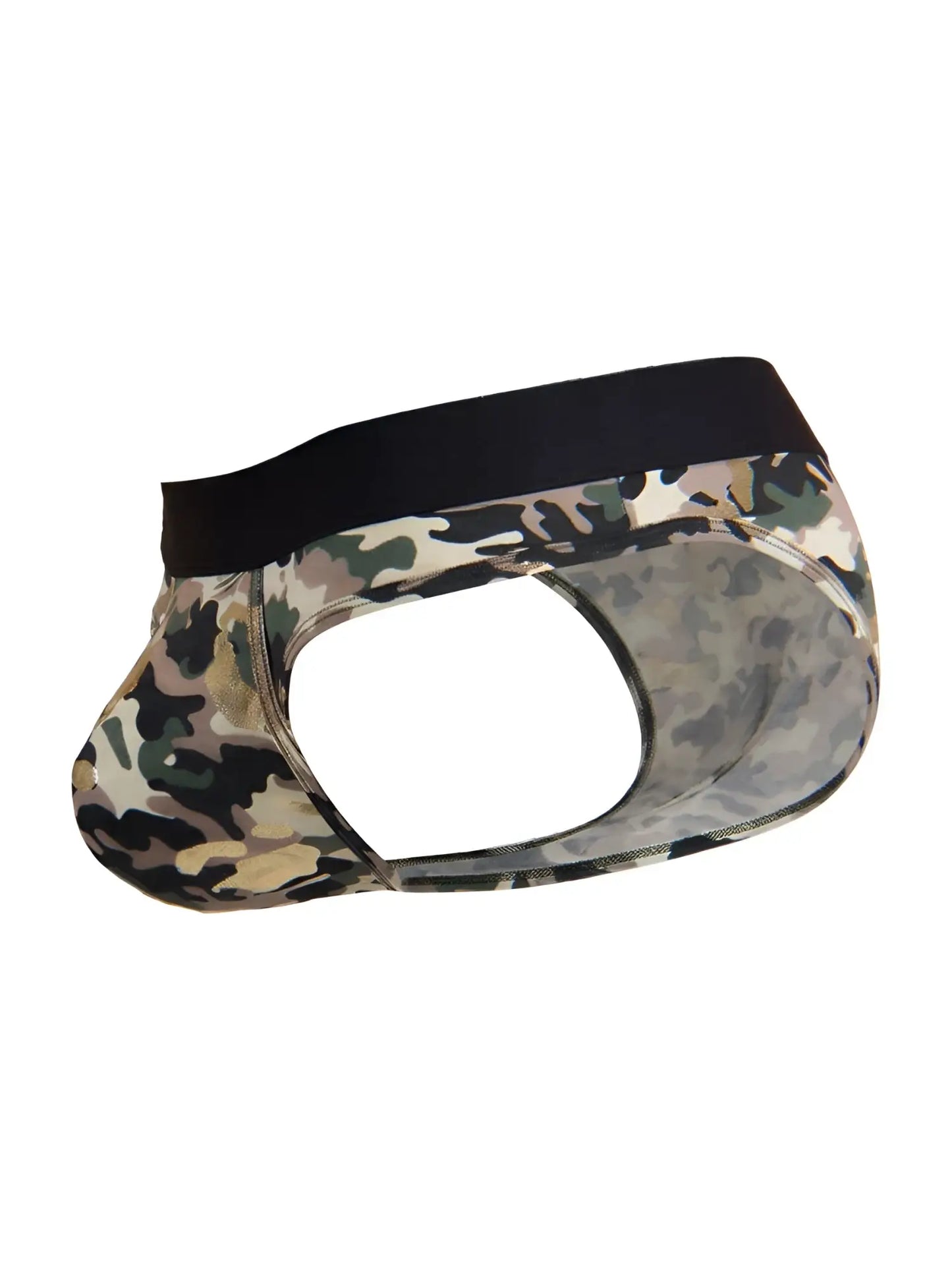 CandyMan 99938 briefs color camo camouflage patterned men’s briefs with black elastic waistband front view