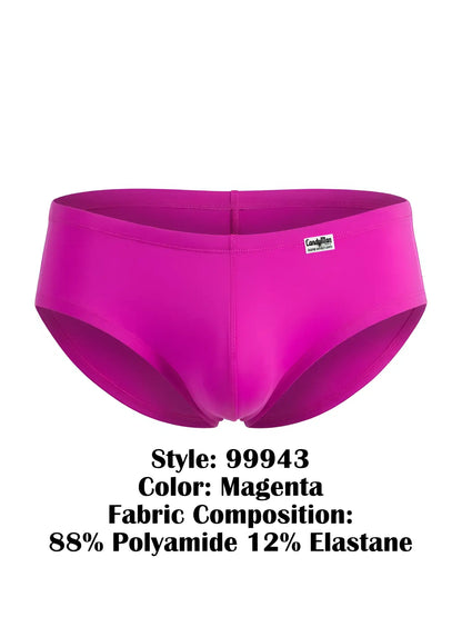 CandyMan 99943 trunks in magenta. Form-fitting, low-rise style with a center seam and small branded logo tab.