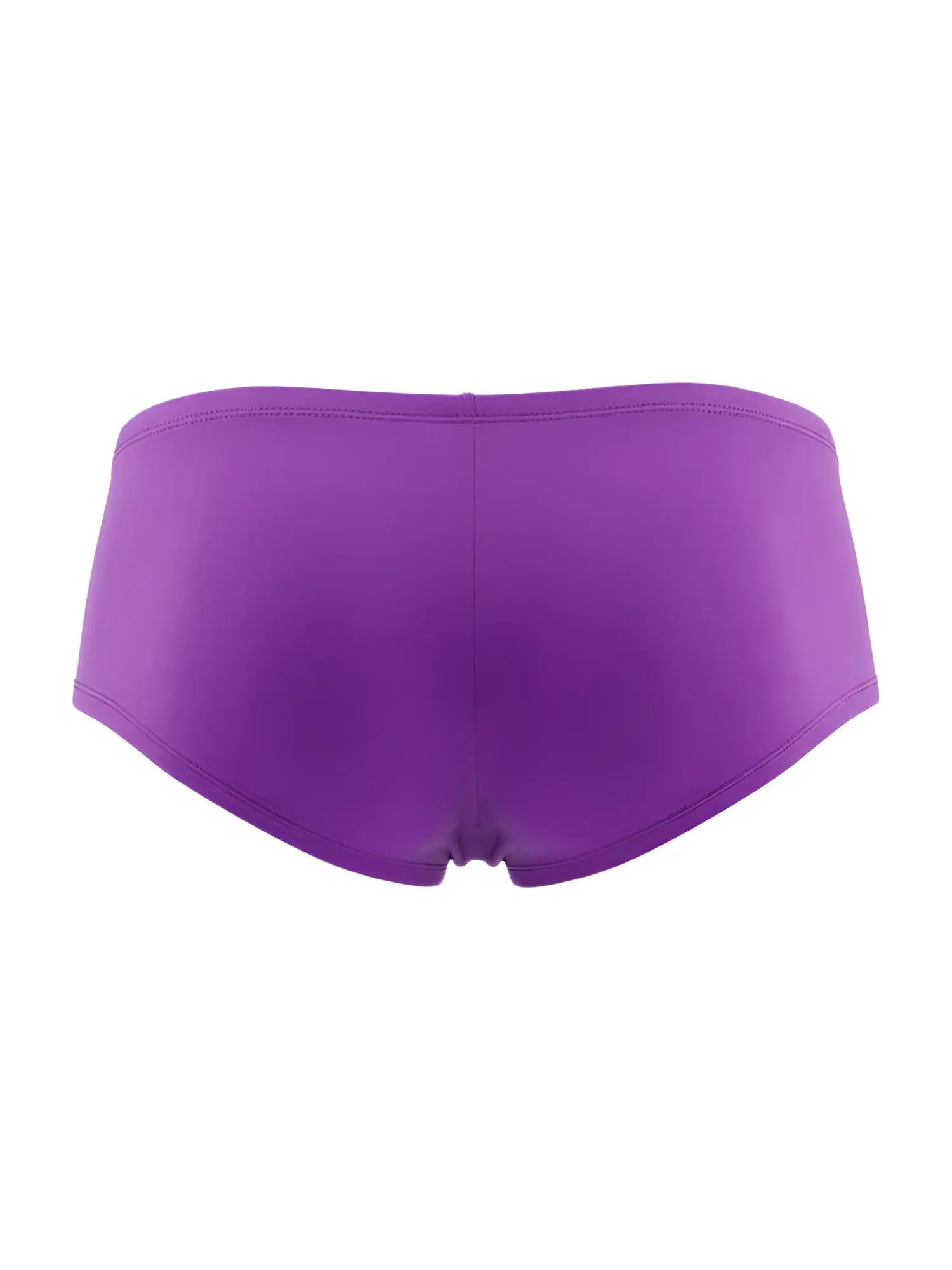 Back view of CandyMan 99943 orchid-colored trunks with a smooth, fitted cut and center seam.
