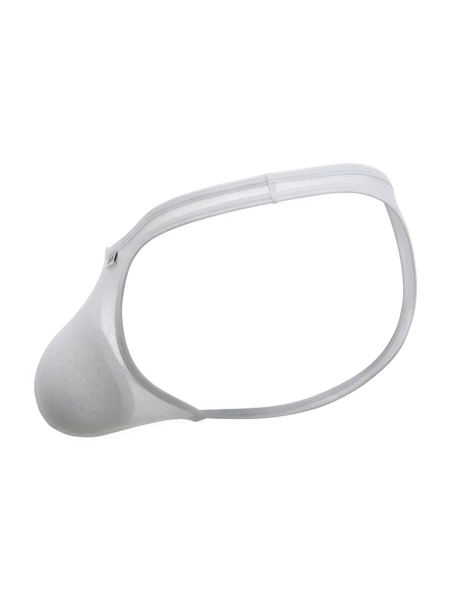 CandyMan white mesh thong featuring a contoured front pouch and minimal elastic waistband.