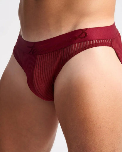 Maroon casanova brief mesh briefs with ribbed texture and elastic waistband for comfortable everyday wear