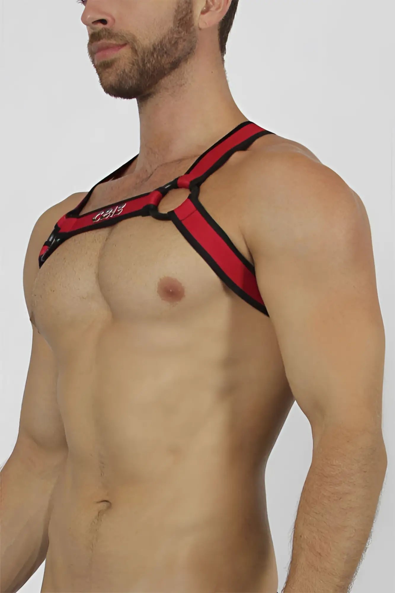 Red and black CellBlock 13 Bandit harness with bold minimalist design size S for secure and stylish use