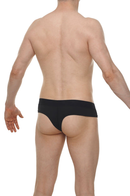 Black cheeky brief skine seamless form-fitting briefs with smooth design shown from the back side