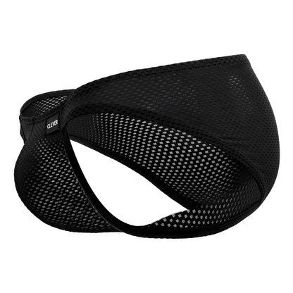 Clever 0535-1 kroma bikini black athletic supporter in black mesh with sleek form-fitting design and reinforced seams