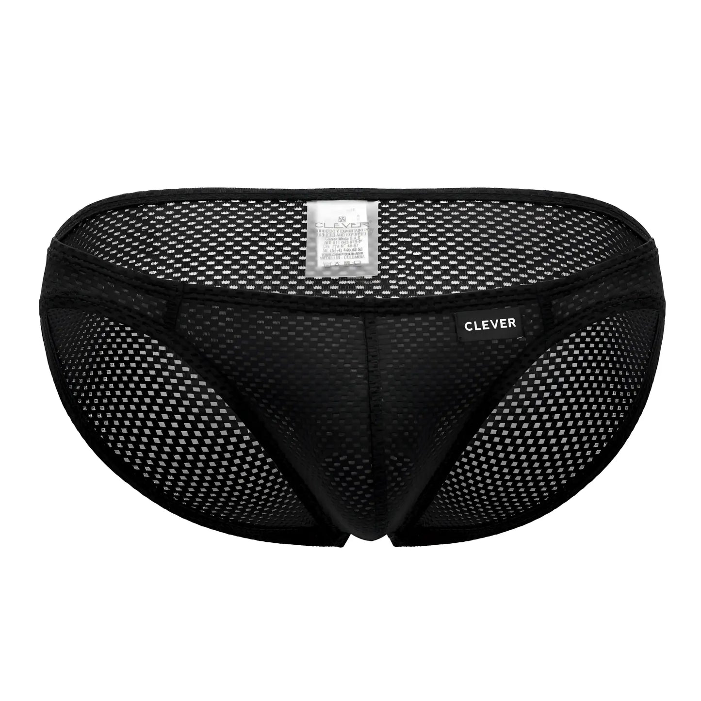 Clever 0535-1 kroma bikini black mesh briefs with sleek form-fitting design and clever brand label on waistband