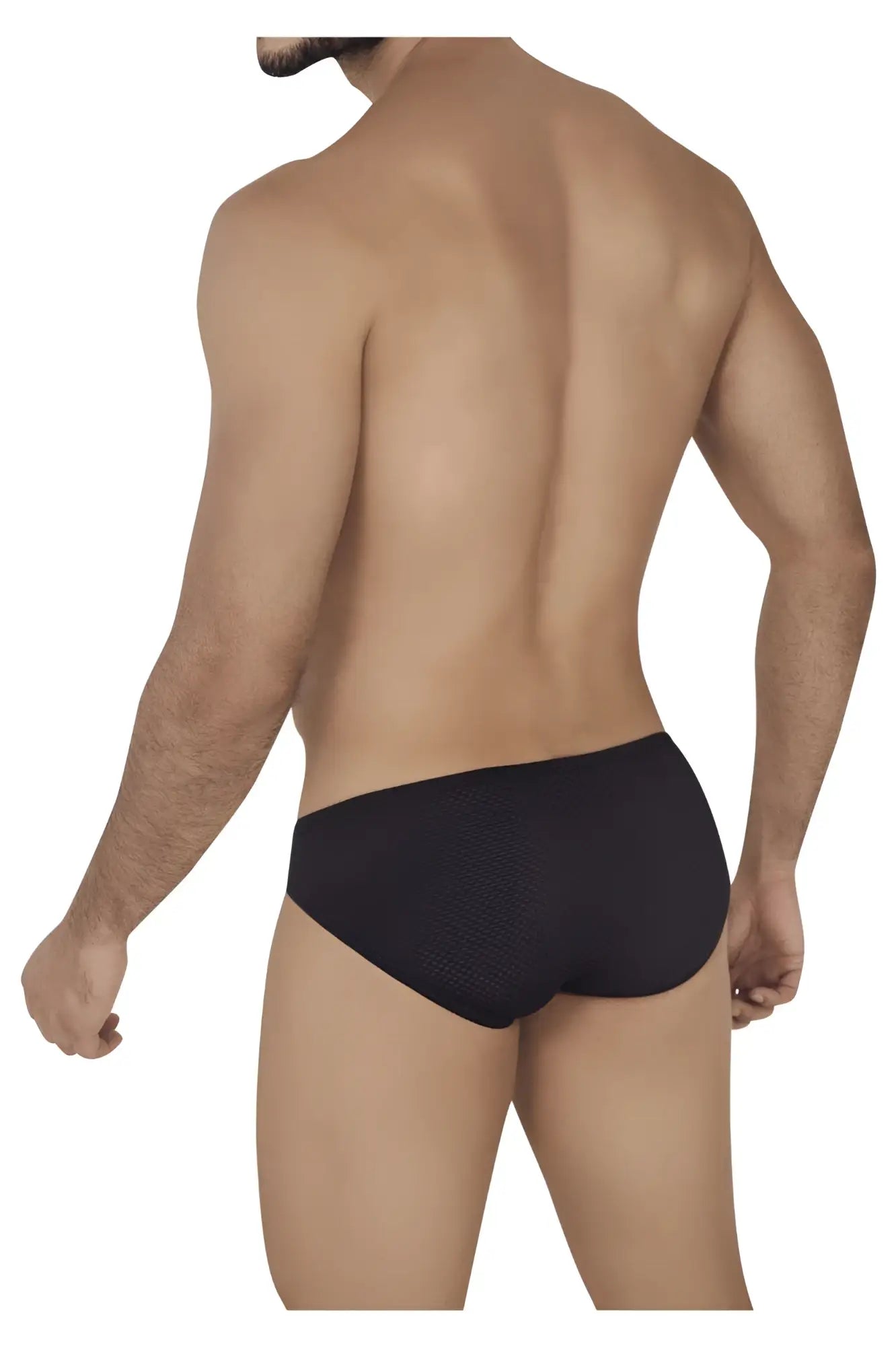 Black textured briefs clever 0535-1 kroma bikini in black showing front side made of breathable fabric