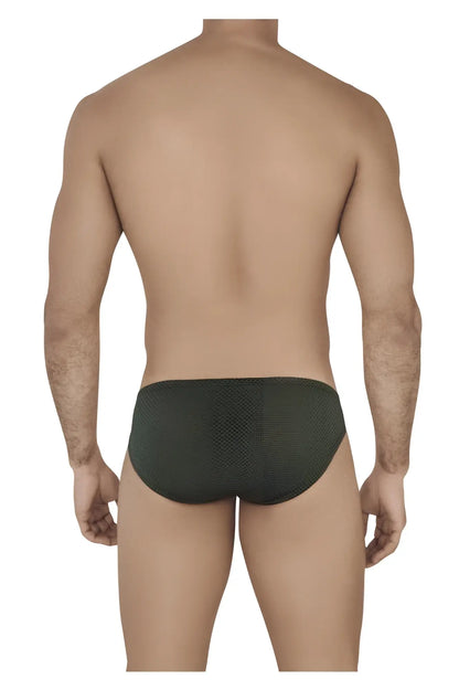 Clever 0535-1 kroma bikini color green dark green mesh briefs front view with breathable mesh fabric design
