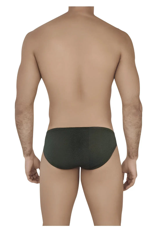 Clever 0535-1 kroma bikini color green dark green mesh briefs front view with breathable mesh fabric design