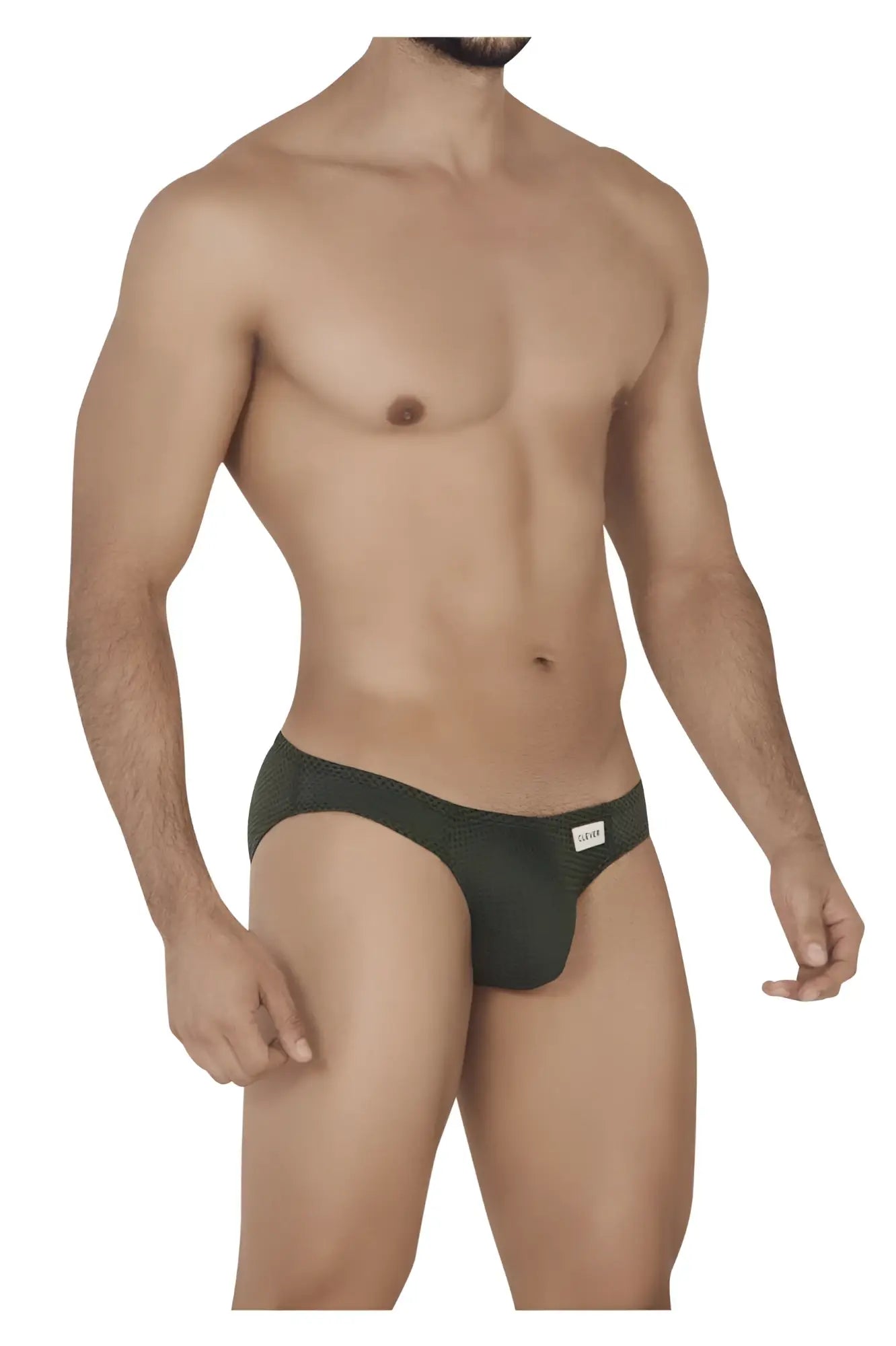 Dark green clever 0535-1 kroma bikini briefs with subtle textured pattern and small white waistband label
