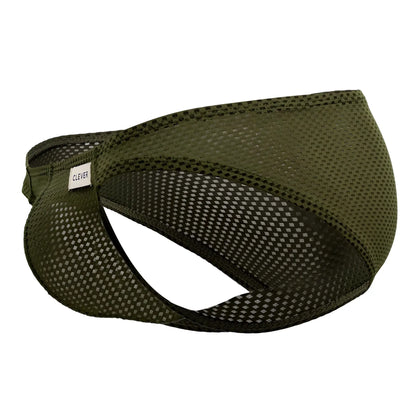 Olive green mesh men’s bikini underwear with branded tag clever 0535-1 kroma for comfortable wear