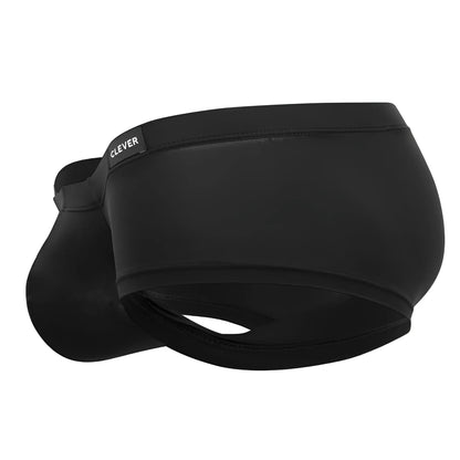 Black clever 0872 latin trunks with a sleek form-fitting design and smooth fabric for swimwear use