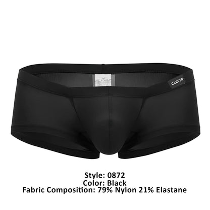 Black clever 0872 latin trunks men’s briefs made of 79% nylon 21% elastane with a sleek design