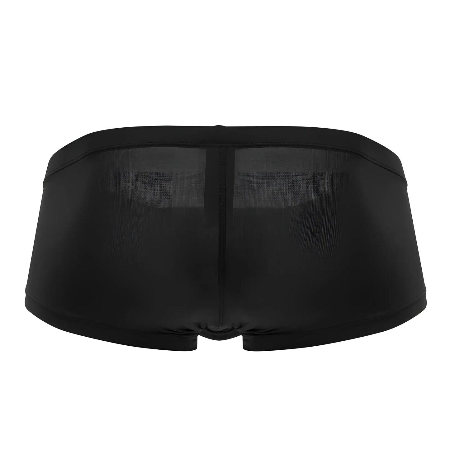 Black clever 0872 latin trunks sheer mesh briefs with smooth form fitting design shown from the back side