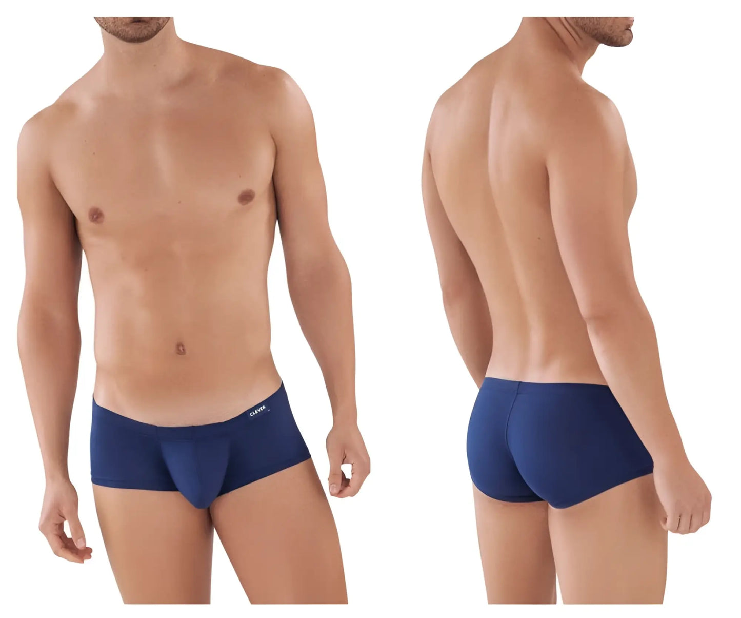 Navy blue clever 0872 latin trunks mens briefs with smooth form fitting design and subtle brand logo on waistband