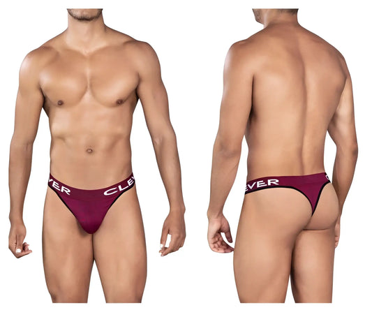 Maroon clever 0940 jasped briefs with white branding on waistband designed for comfortable everyday wear