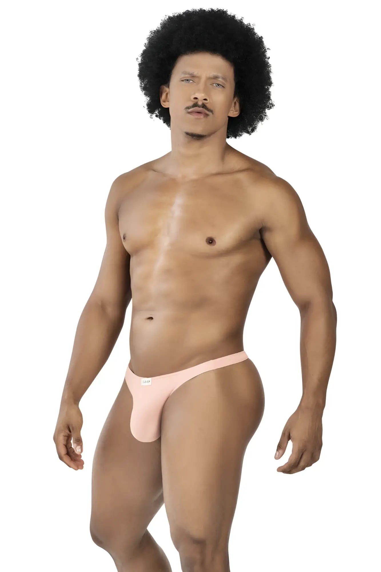 A light pink form-fitting clever 100007 australian latin thong made of smooth fabric designed for comfort