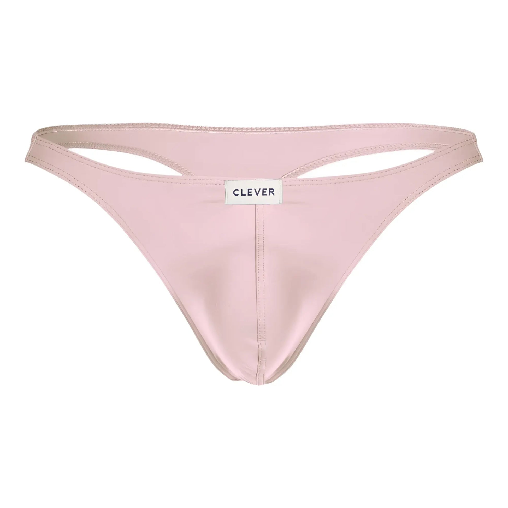 A sleek light pink satin clever 100007 thong with minimalist design and small brand label in australian latin 3pk set
