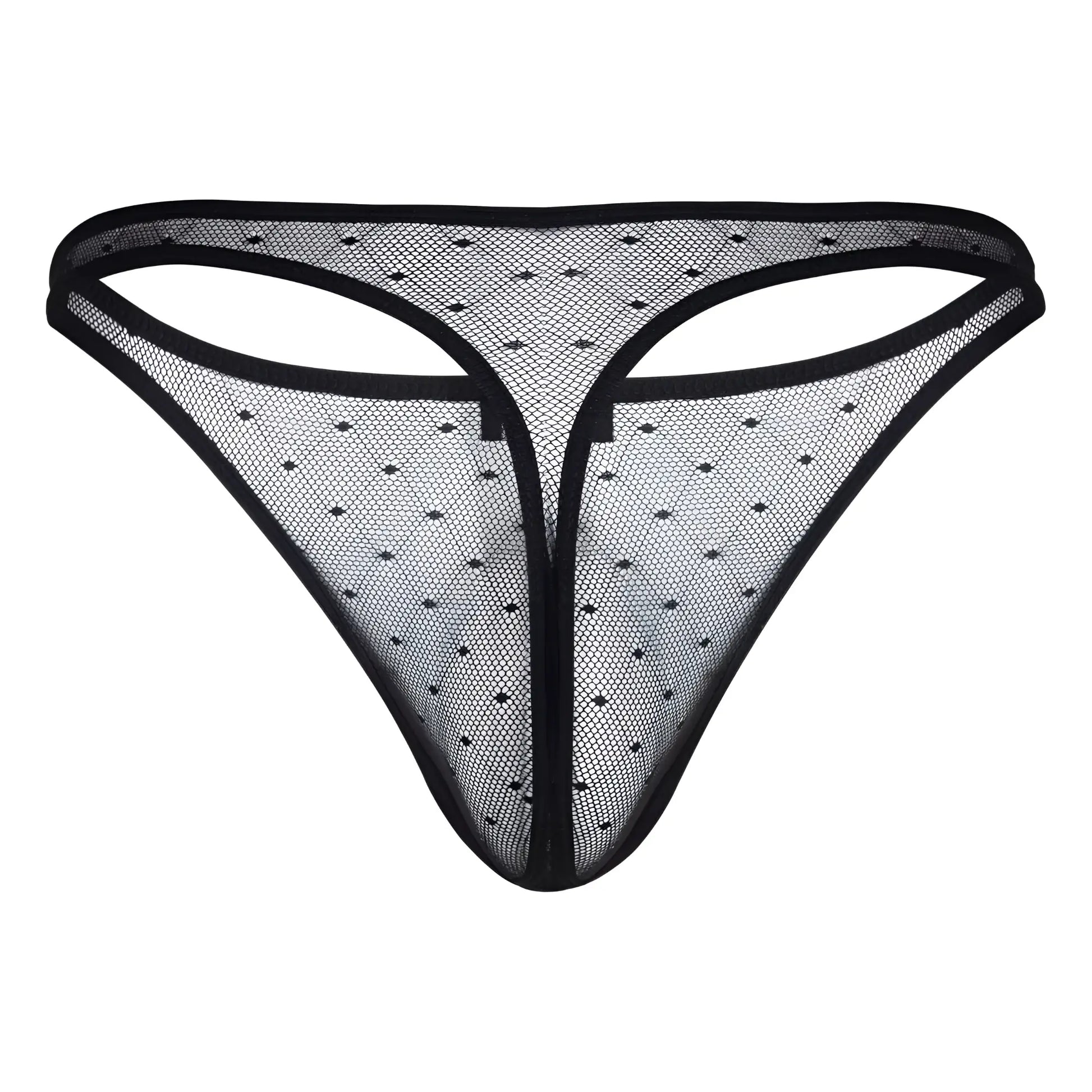 Black mesh thong with delicate diamond pattern and reinforced edges from clever 100008 3pk australian latin thongs