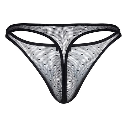 Black mesh thong with delicate diamond pattern and reinforced edges from clever 100008 3pk australian latin thongs