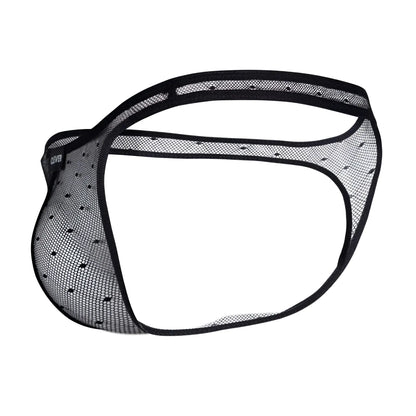 Black mesh thong with subtle dotted pattern and reinforced elastic edges from clever 100008 3pk australian latin thongs