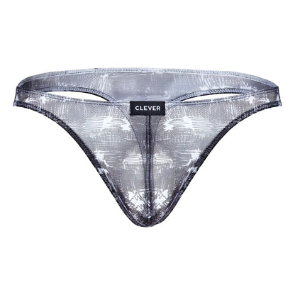 Black and white patterned sheer mesh thong with clever brand label in clever 100008 3pk australian latin thongs set