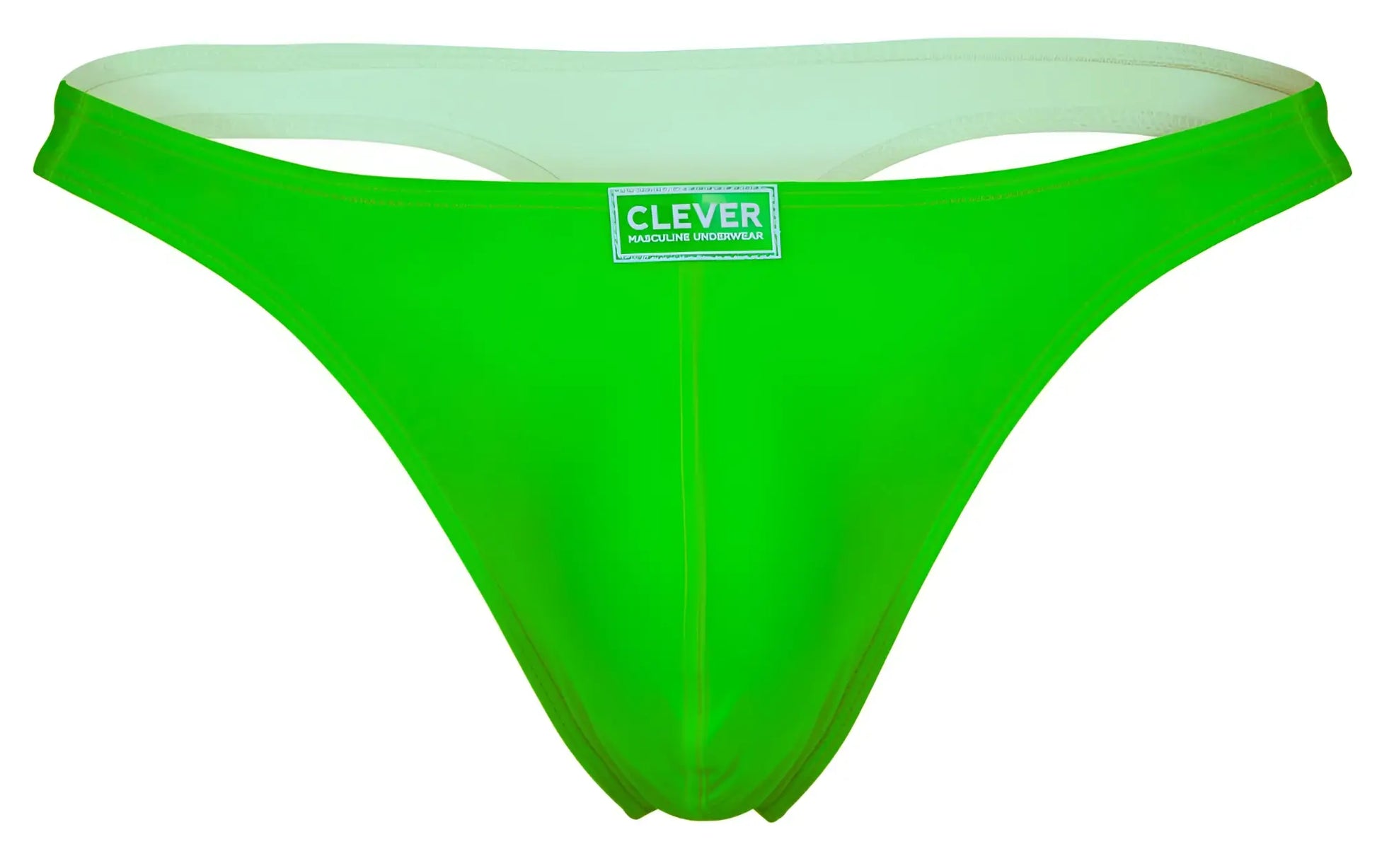 Bright green clever 10009 form-fitting thong underwear with white lining and brand label from pride 7PK color multi-colored set